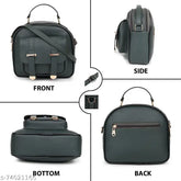 Faux leather sling bag with adjustable strap, solid color, free size. Durable, luxury appearance, great for women's casual or party wear." (125 characters)